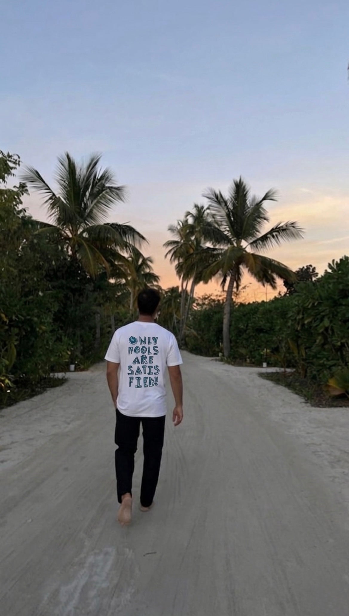 Only Fools Are Satisfied White Tee