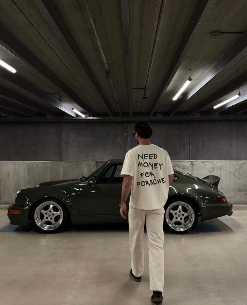 Need Money For Porsche White Tee