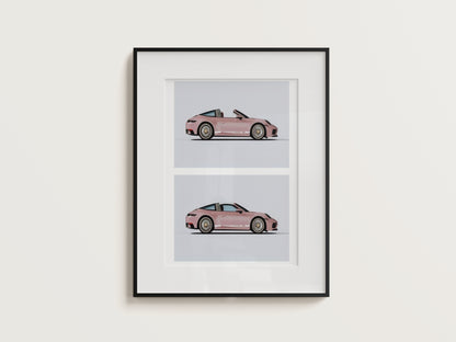 Double Pink Porsche Digital Print