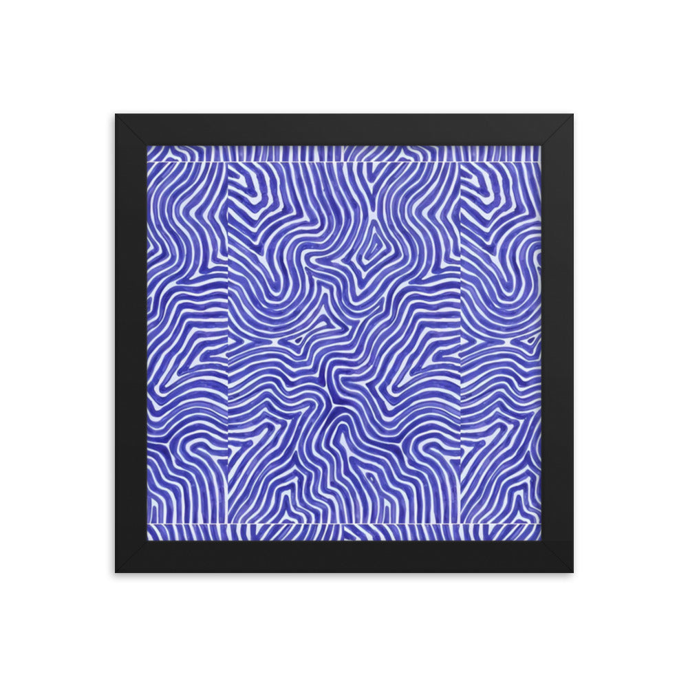 Blue Finger Print Maze Framed Poster