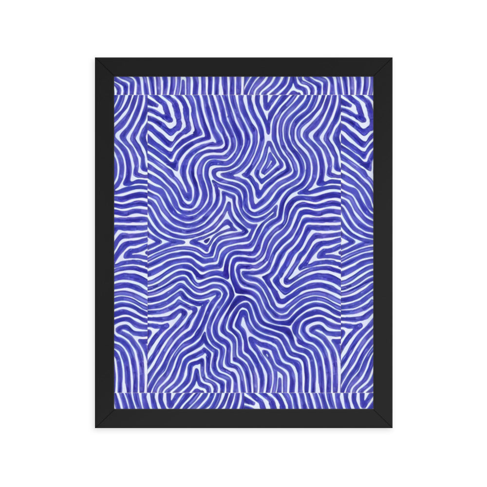 Blue Finger Print Maze Framed Poster