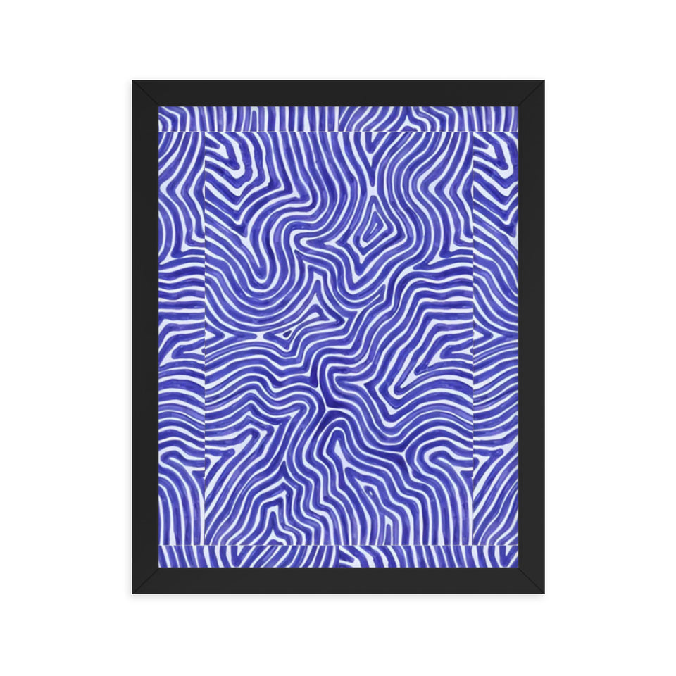 Blue Finger Print Maze Framed Poster