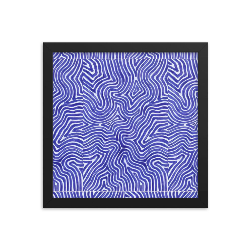 Blue Finger Print Maze Framed Poster