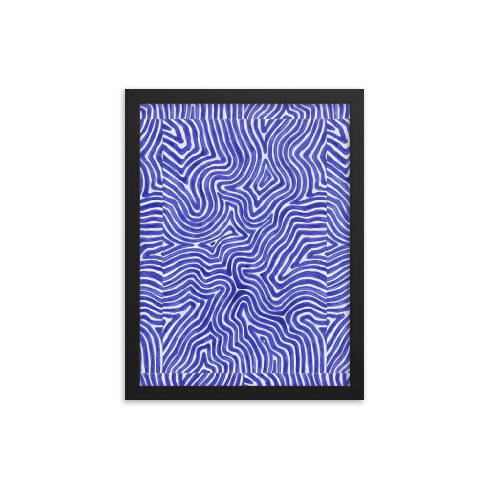 Blue Finger Print Maze Framed Poster