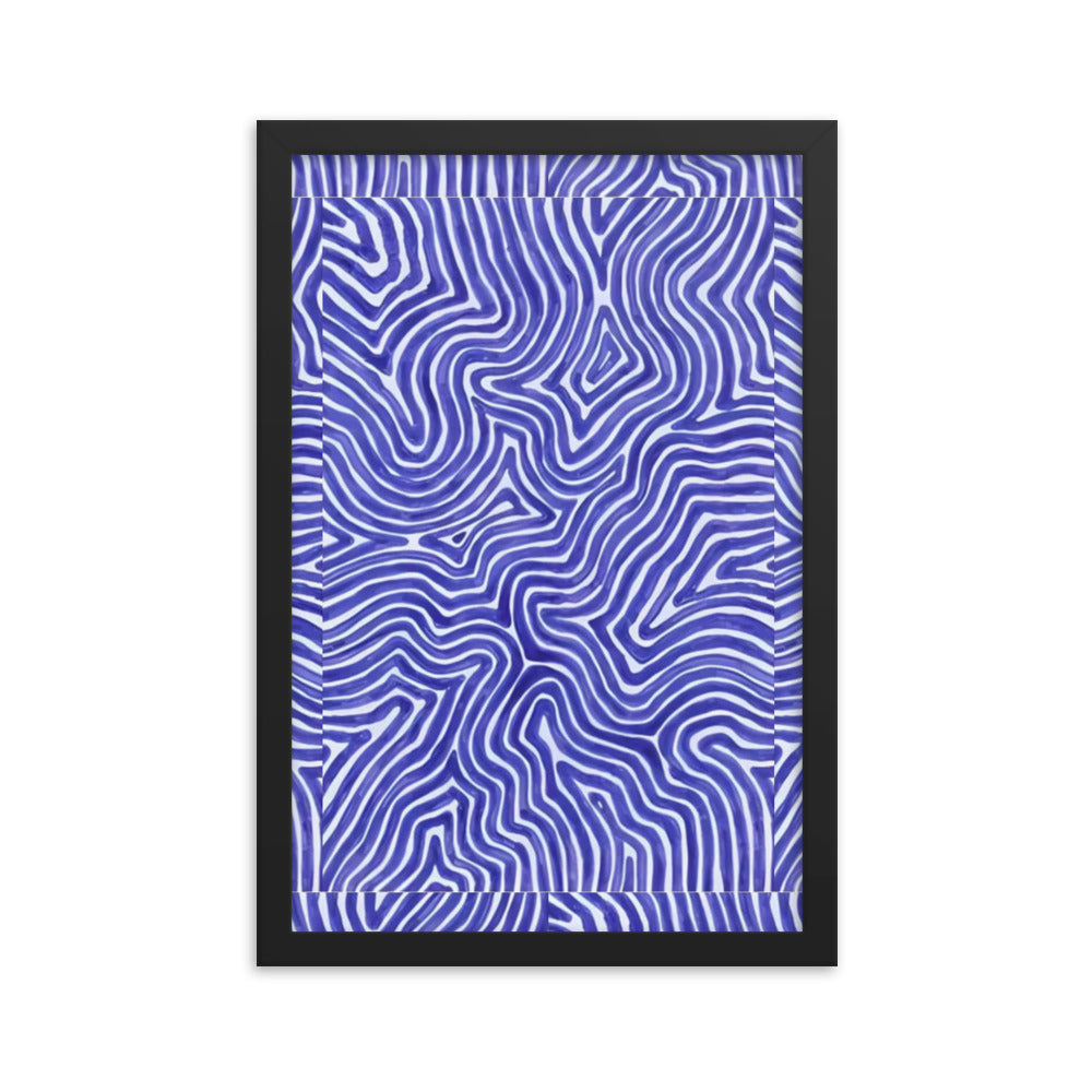 Blue Finger Print Maze Framed Poster