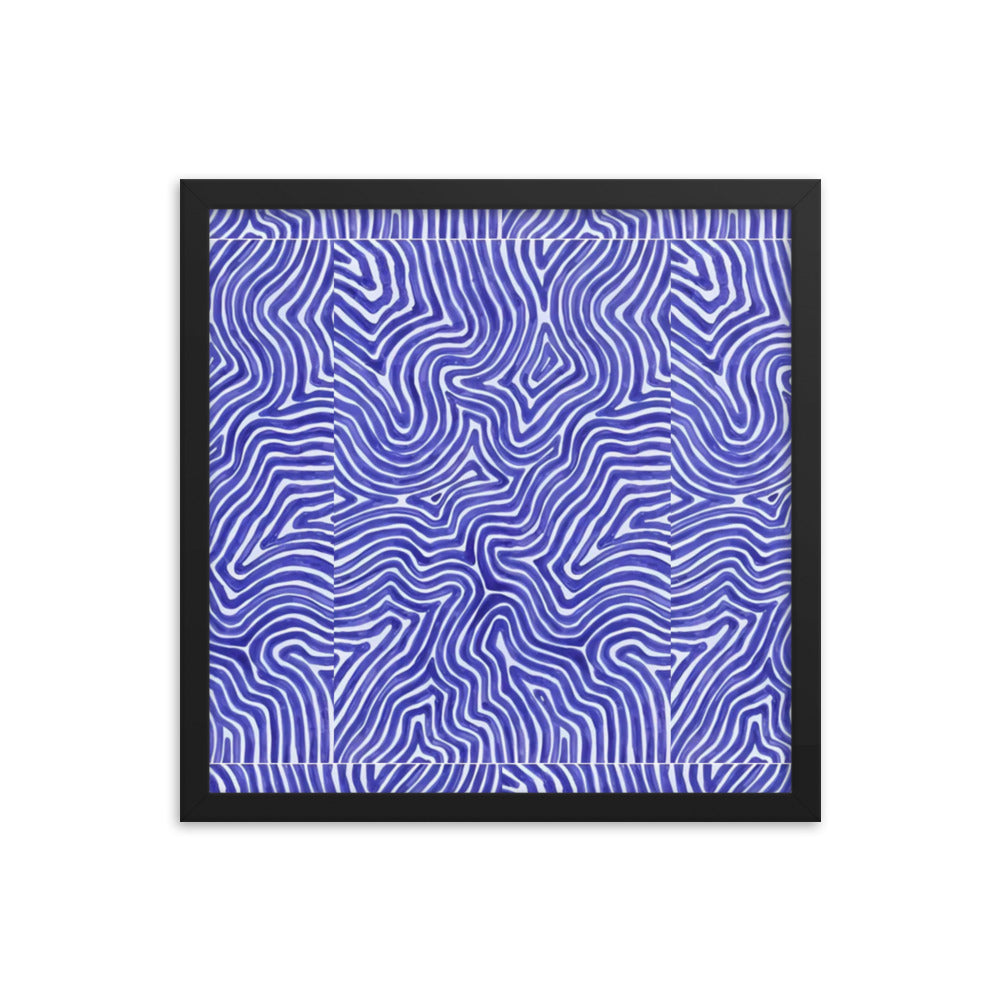 Blue Finger Print Maze Framed Poster