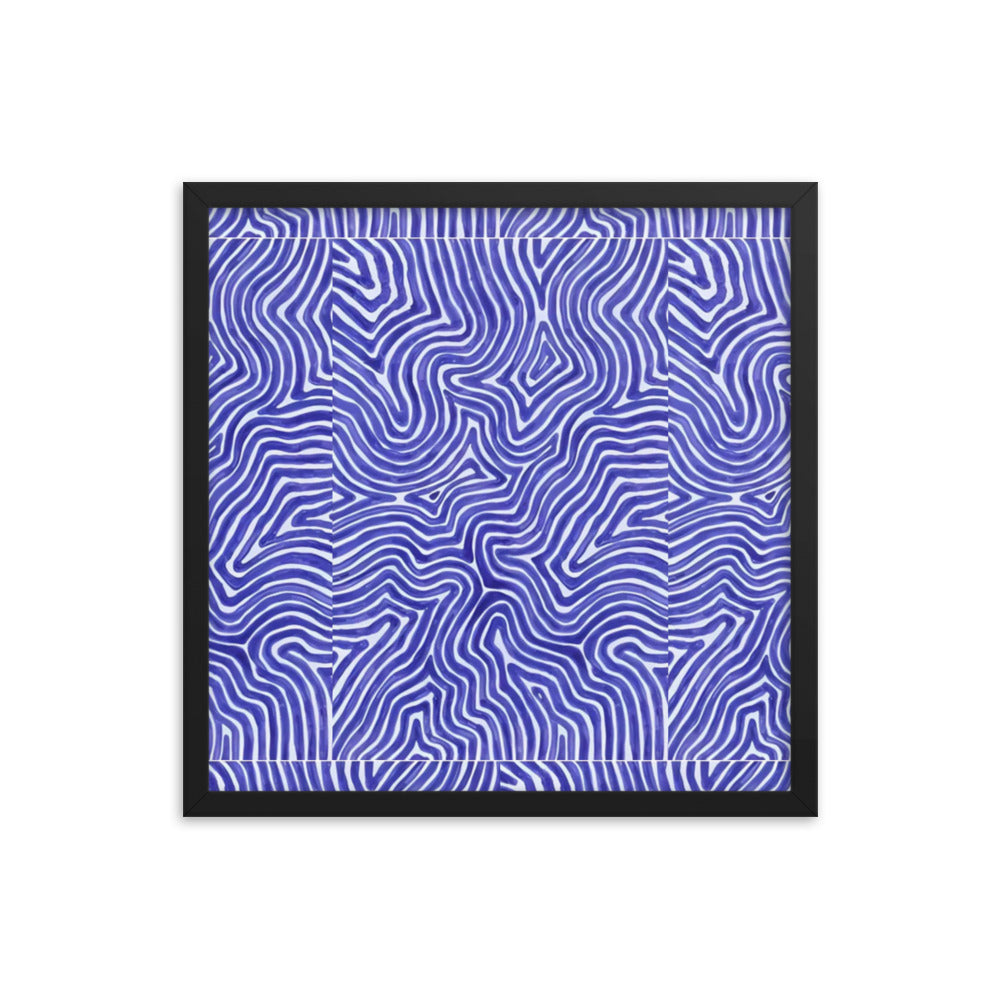 Blue Finger Print Maze Framed Poster