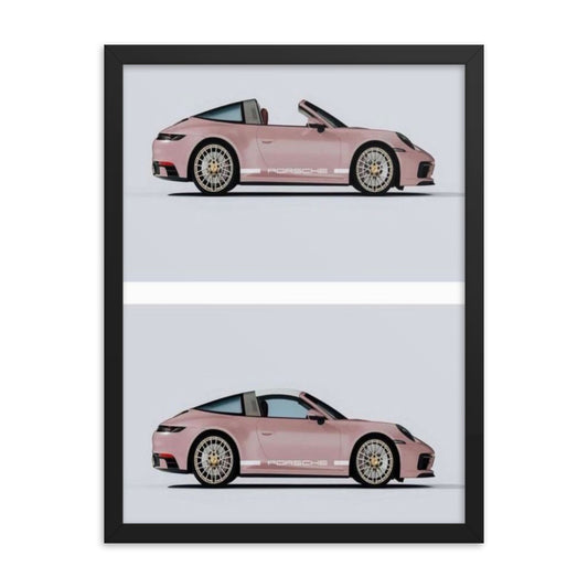 Double Pink Porsche Framed Print