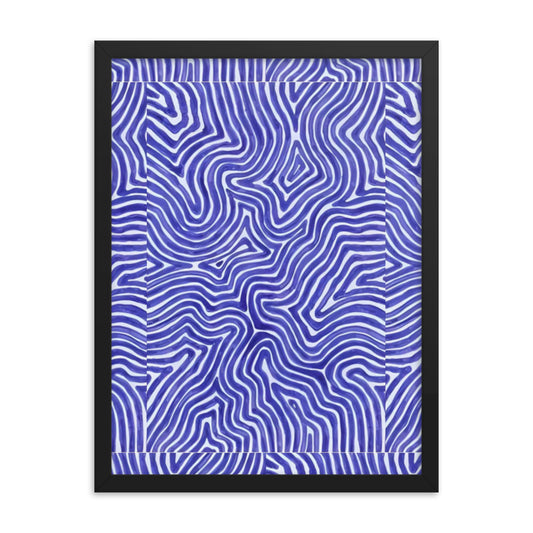 Blue Finger Print Maze Framed Poster