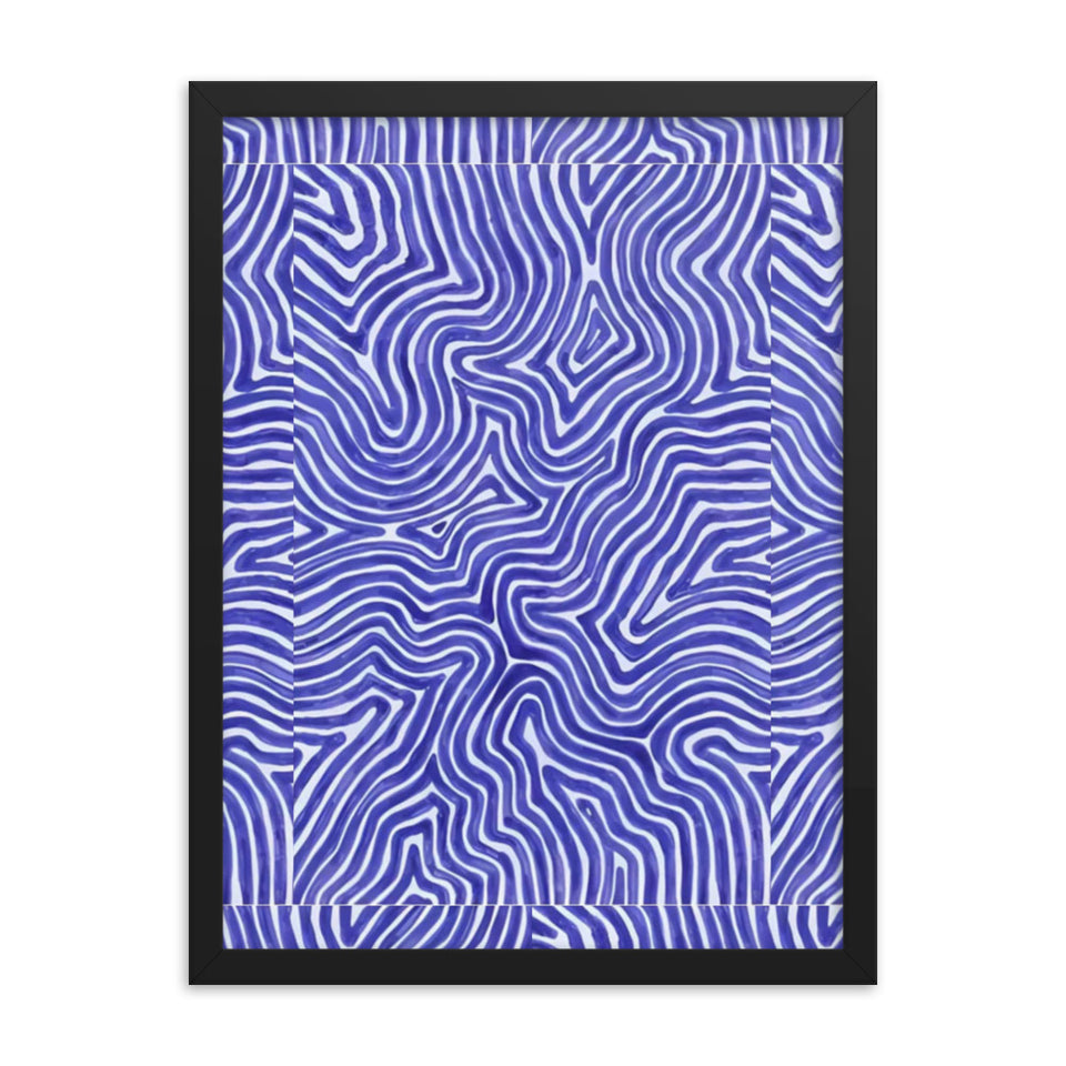 Blue Finger Print Maze Framed Poster