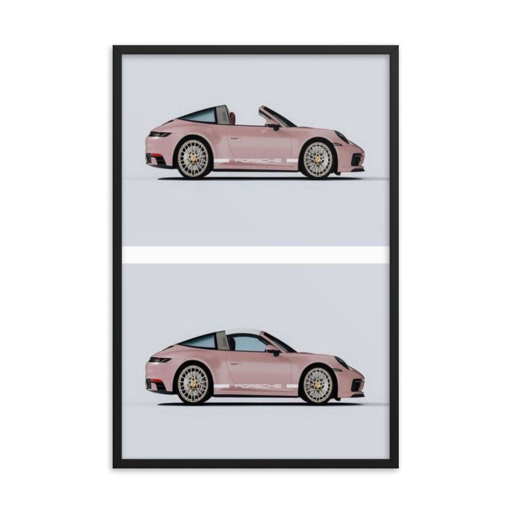 Double Pink Porsche Framed Print