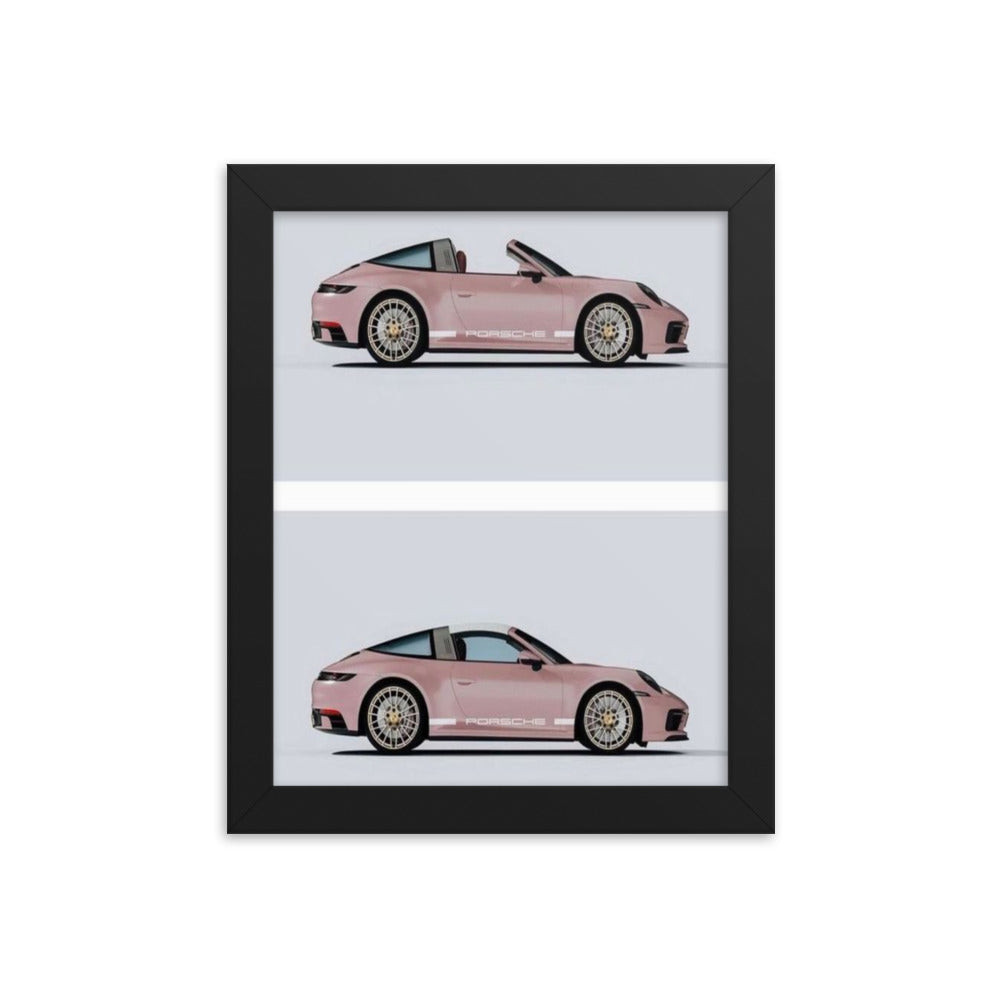 Double Pink Porsche Framed Print