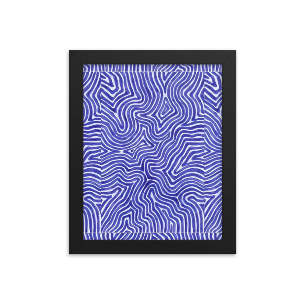 Blue Finger Print Maze Framed Poster